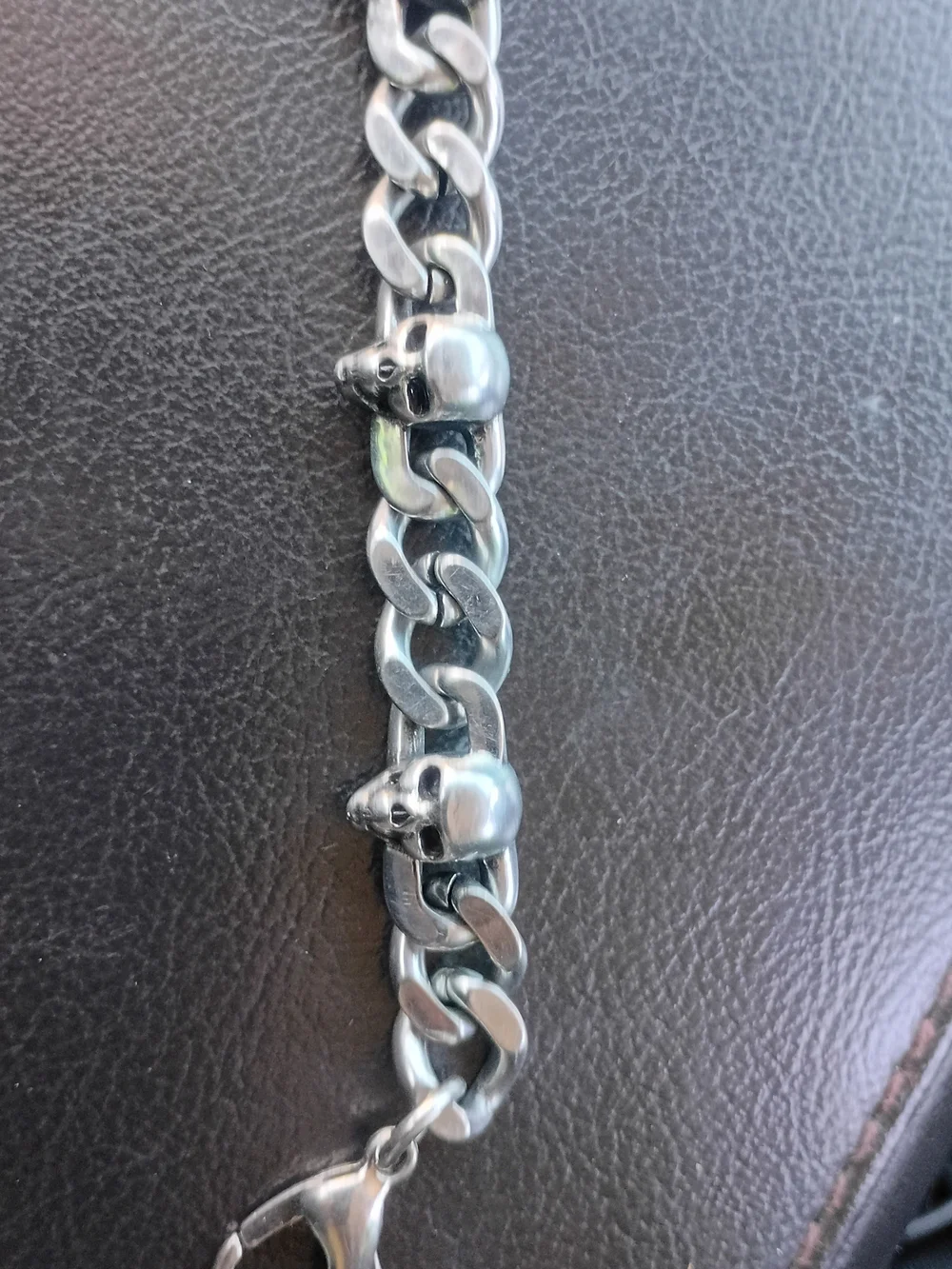 Men's Skull Chain Bracelet - Silver